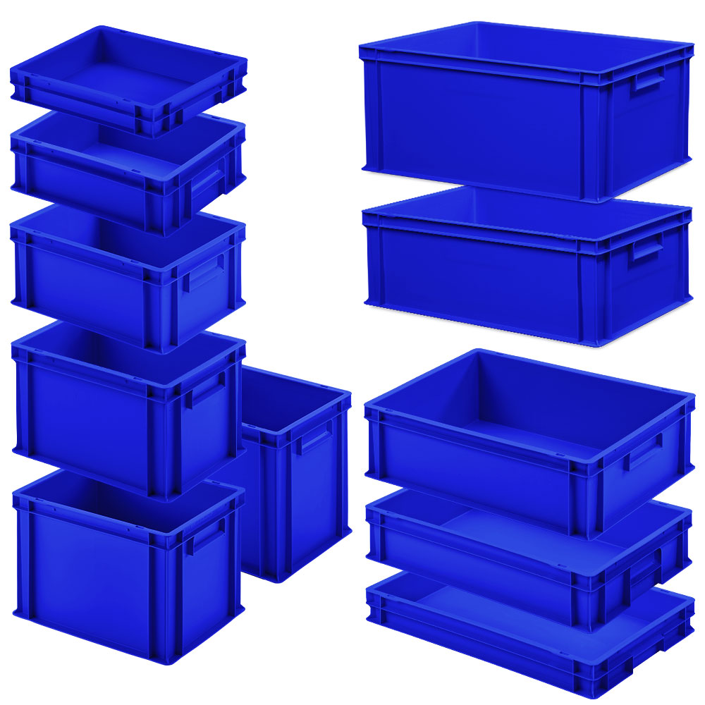 Brb Set Mit 11 Eurobehältern In 11 Versch. Größen/höhen, 6x 400x300 / 5x 600x400 Mm, Blau