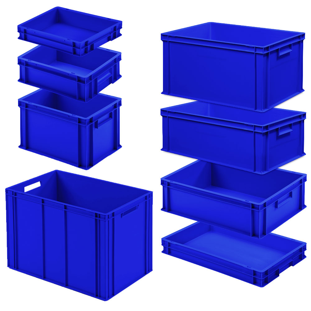 Brb Set Mit 8 Eurobehältern In 8 Versch. Größen/höhen, 3x 400x300 / 5x 600x400 Mm, Blau