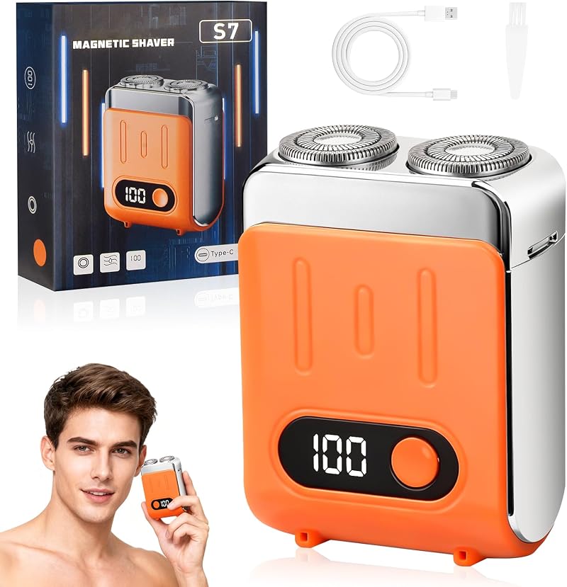 Mini-elektrorasierer Für Herren, Kofferdesign 2026, Ipx7 Wasserdicht, Wiederaufladbar Über Typ-c, Magnetischer Barttrimmer Mit Zwei Scherköpfen Für Zuhause, Büro Und Reisen (b)