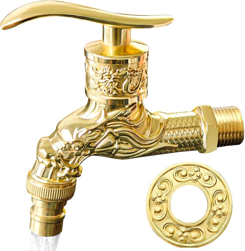 Vintage-wasserhahn, Antiker Gartenwasserhahn, Waschmaschinenhahn, Antiker Messinghahn, Wandwasserhahn Für Haus, Küche, Bad, Garten, Gold