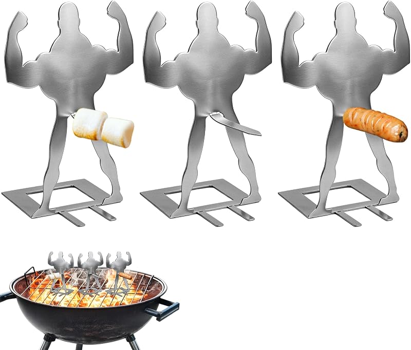 3er-set Lustige Wursthalter Aus Edelstahl Für Grillabende, Kreative Hotdog-förmige Halter, Tragbarer Ständer Für Grillabende, Camping, Picknicks Und Grillpartys – Das Perfekte Geschenk