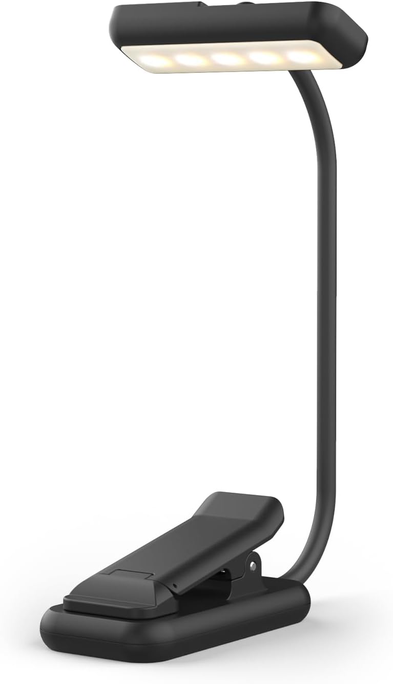 Ansteckbare Leselampe, 10 Leds, Usb-c, 180° Drehbarer Kopf 3 Farbtemperaturen, Helligkeit Von 10 Bis 100 % Einstellbar, 800-mah-akku, Ideal Zum Lesen Im Bett, Lernen Und Auf Reisen