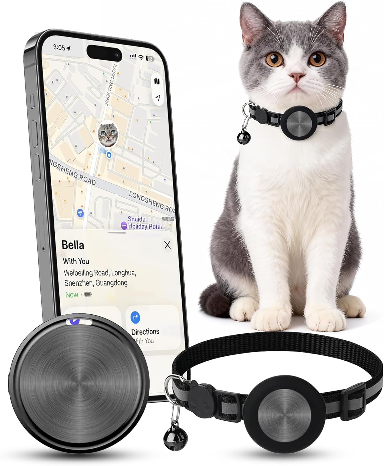 Gps-katzenortung Für Iphone Mit Halsband, Ios-kompatibel, Orten Sie Ihre Katze, Kein Abonnement Erforderlich, Bluetooth-katzenortung