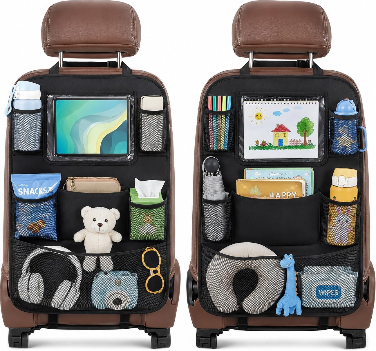 2-teiliger Auto-organizer Für Kinder, Wasserdichte Aufbewahrungsmöglichkeit Mit 10 Fächern Bietet Platz Für Ein Touchscreen-tablet, Wasserdicht, Leicht Zu Reinigen, Für Die Meisten Fahrzeuge Geeignet