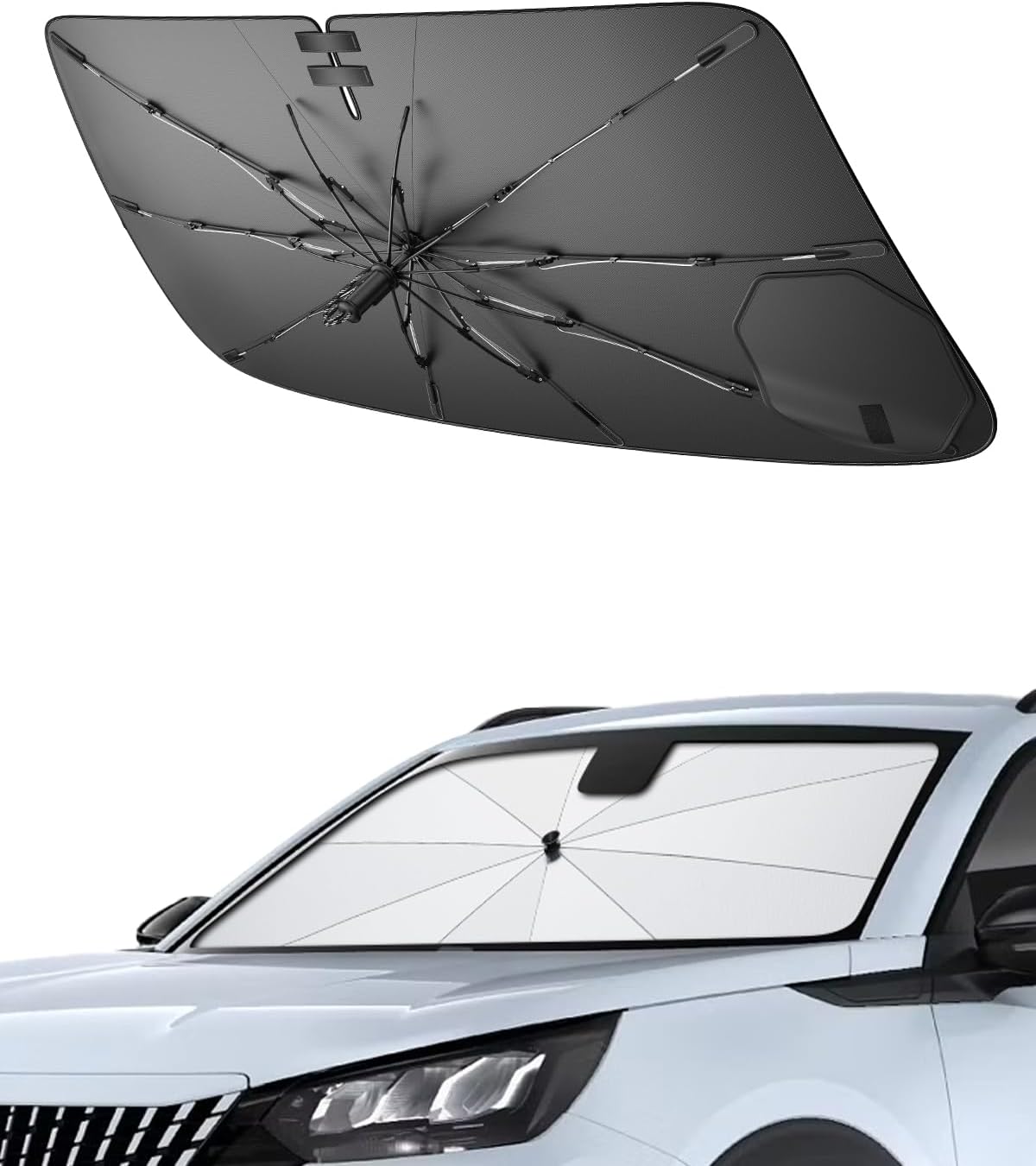 Sonnenschutz-regenschirm, Kompatibel Mit Peugeot 2008 / E-2008/208 / E-208 2019–2026, Auto-sonnenschutz-regenschirm-stil Mit Weichem Kordelgriff, Uv-schutz, Innenzubehör