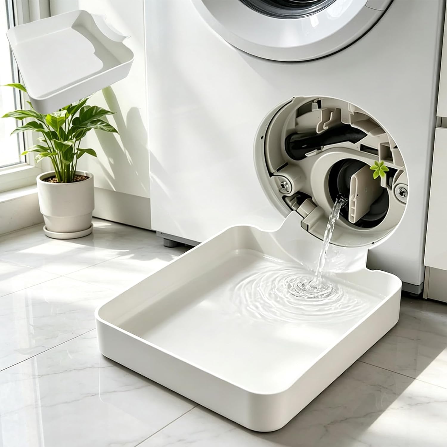 Ablaufwanne Für Waschmaschinen, Wasserauffangwanne Für Frontlader-waschmaschinen, Überlauf- Und Auslaufschutz, Einfache Installation Für Wohnungen, Garagen Und Keller