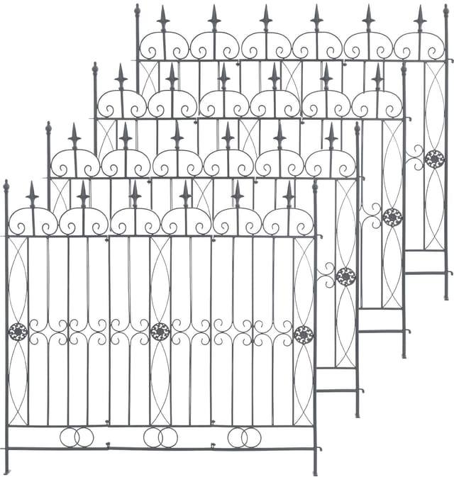 4er Set Gartenzäune Mangold Anthrazit