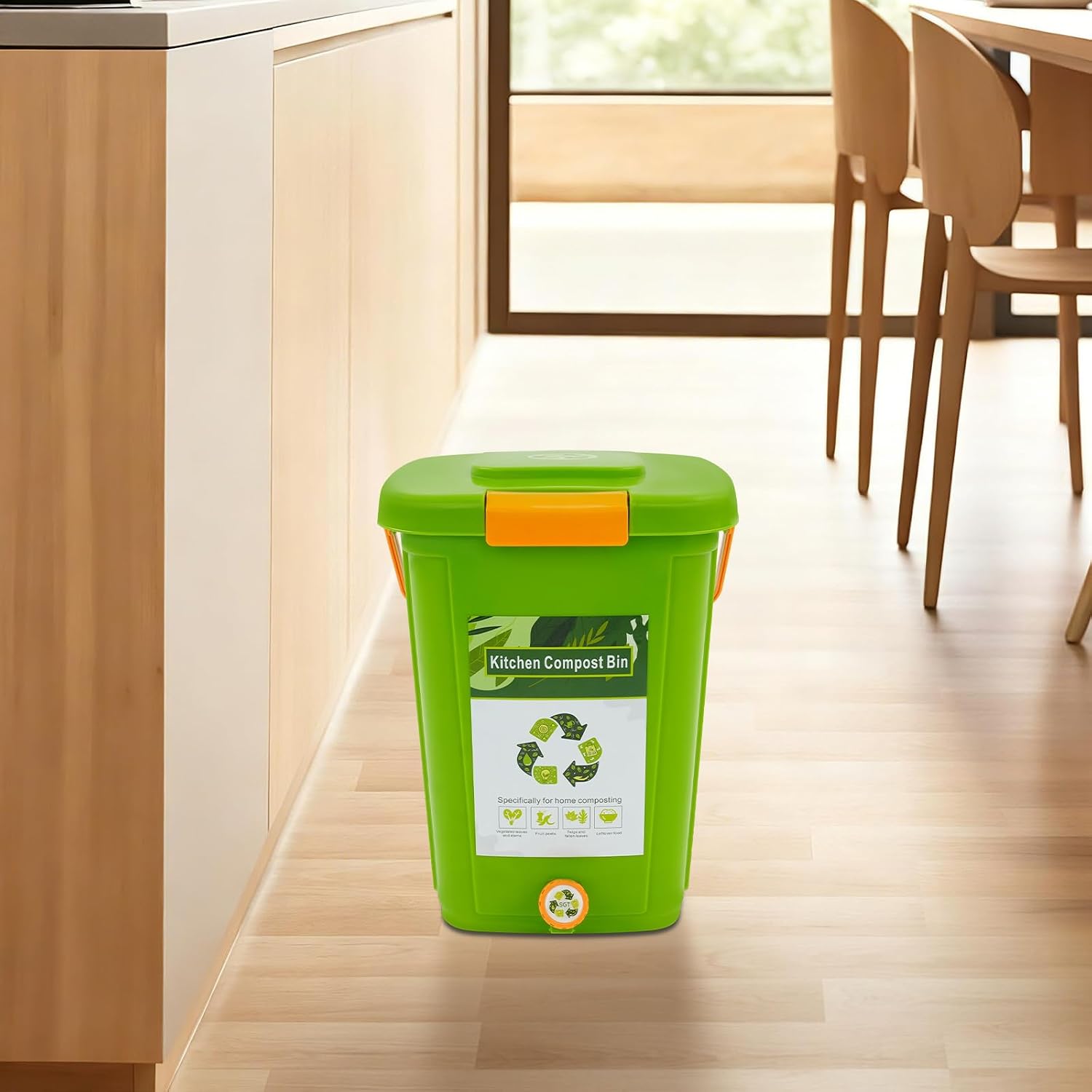 Bio-eimer 20 Liter Grün - Biomülleimer Küche, Komposteimer Küche Mit Doppeldeckel, Filterplatte, Auslaufhahn Und Geruchsverschluss, Große Biomülleimer, Kompost, Bioeimer