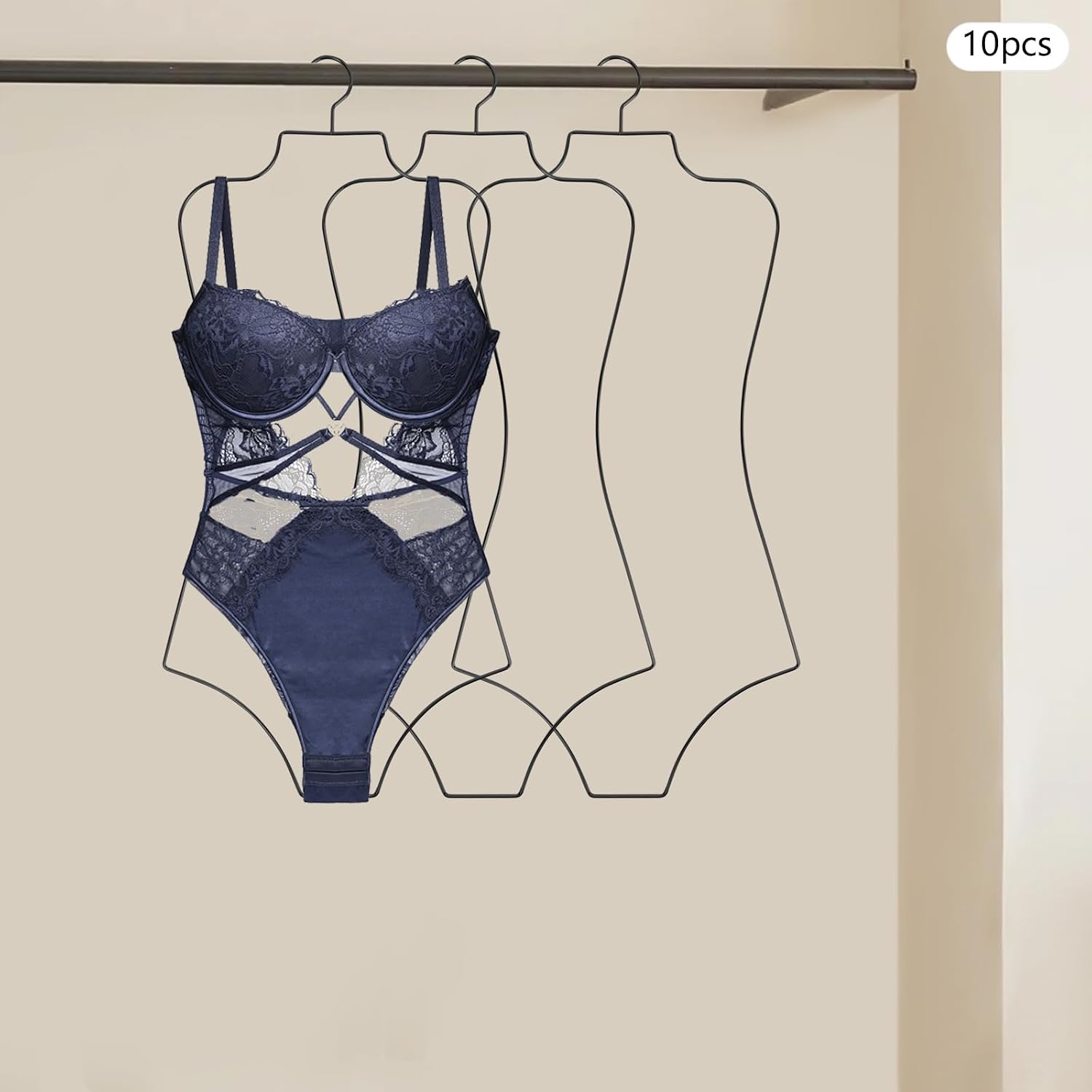 10 Stück Badeanzug-kleiderbügel Aus Rostbeständigem Eisen,bikini Badeanzug Aufhänger Draht Körperform Display,drahtbügel Für Einteilige Badebekleidung Schwimmkleidung Und Unterwäsche Schwarz
