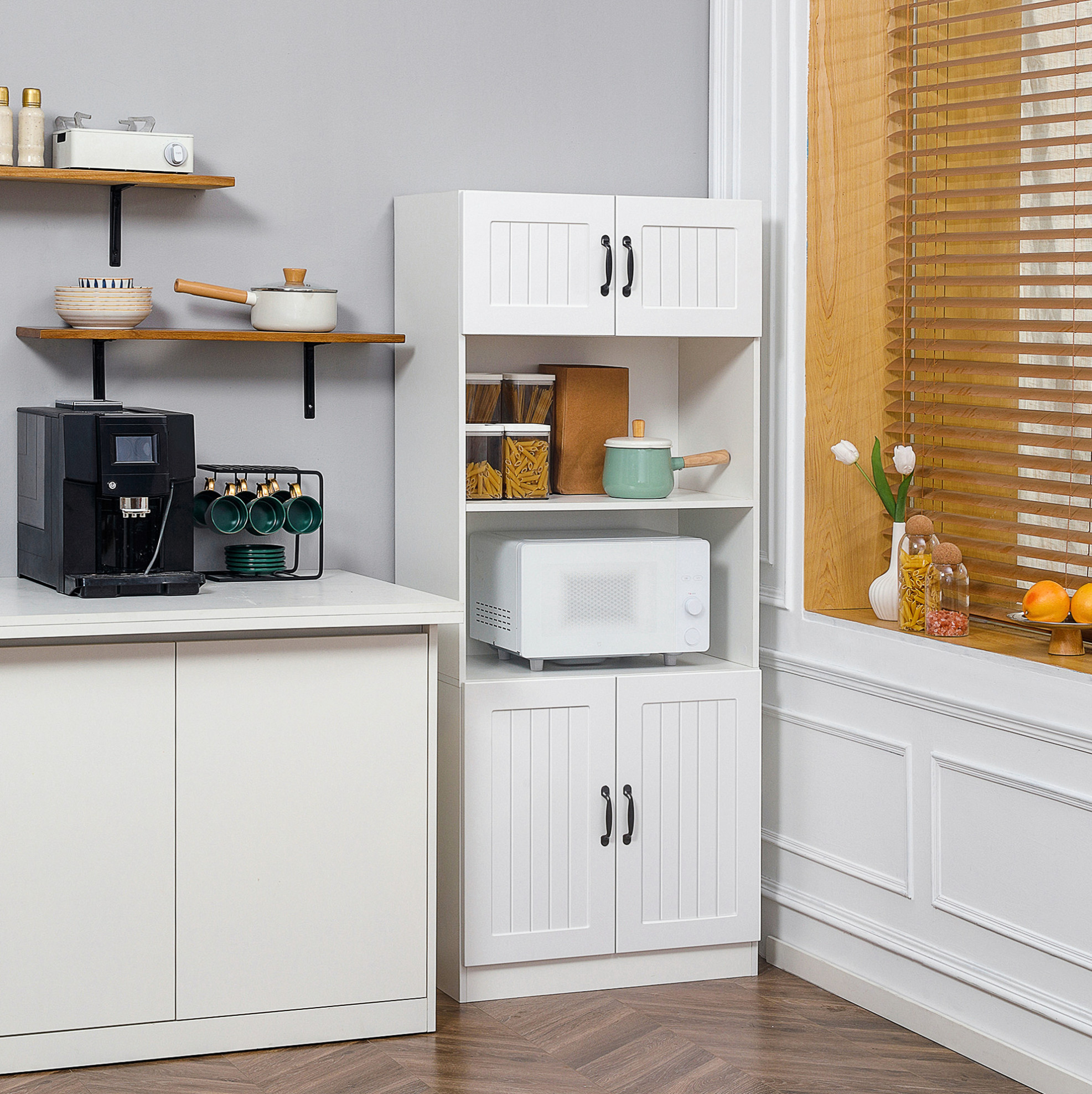 Küchenschrank 70x40x170 Cm Weiß Mdf Mit Verstellbaren Einlegeböden Und Kippschutz