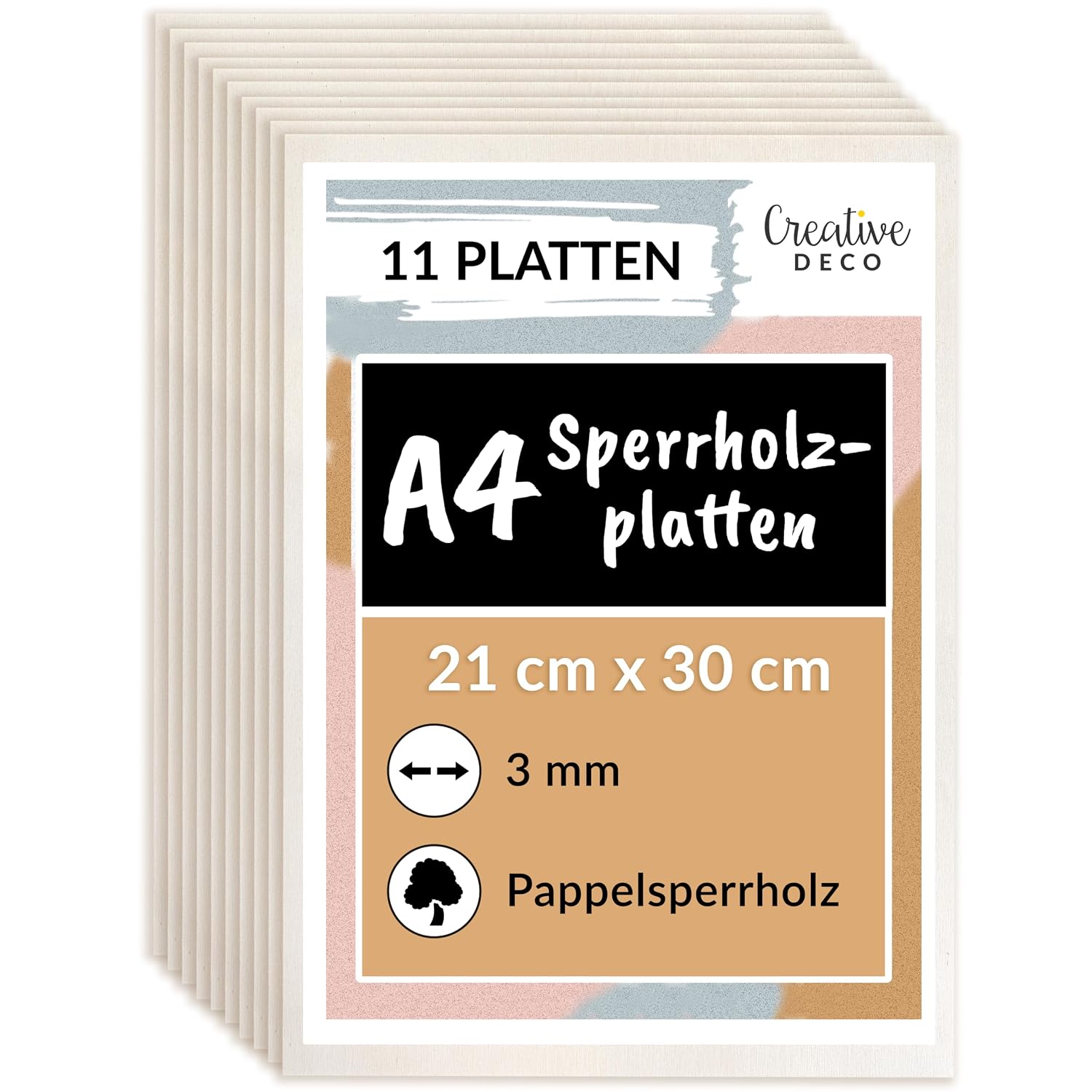 Creative Deco 11 X A4 Sperrholzplatte 3mm 300 X 210 Asiatisches Pappelsperrholz
