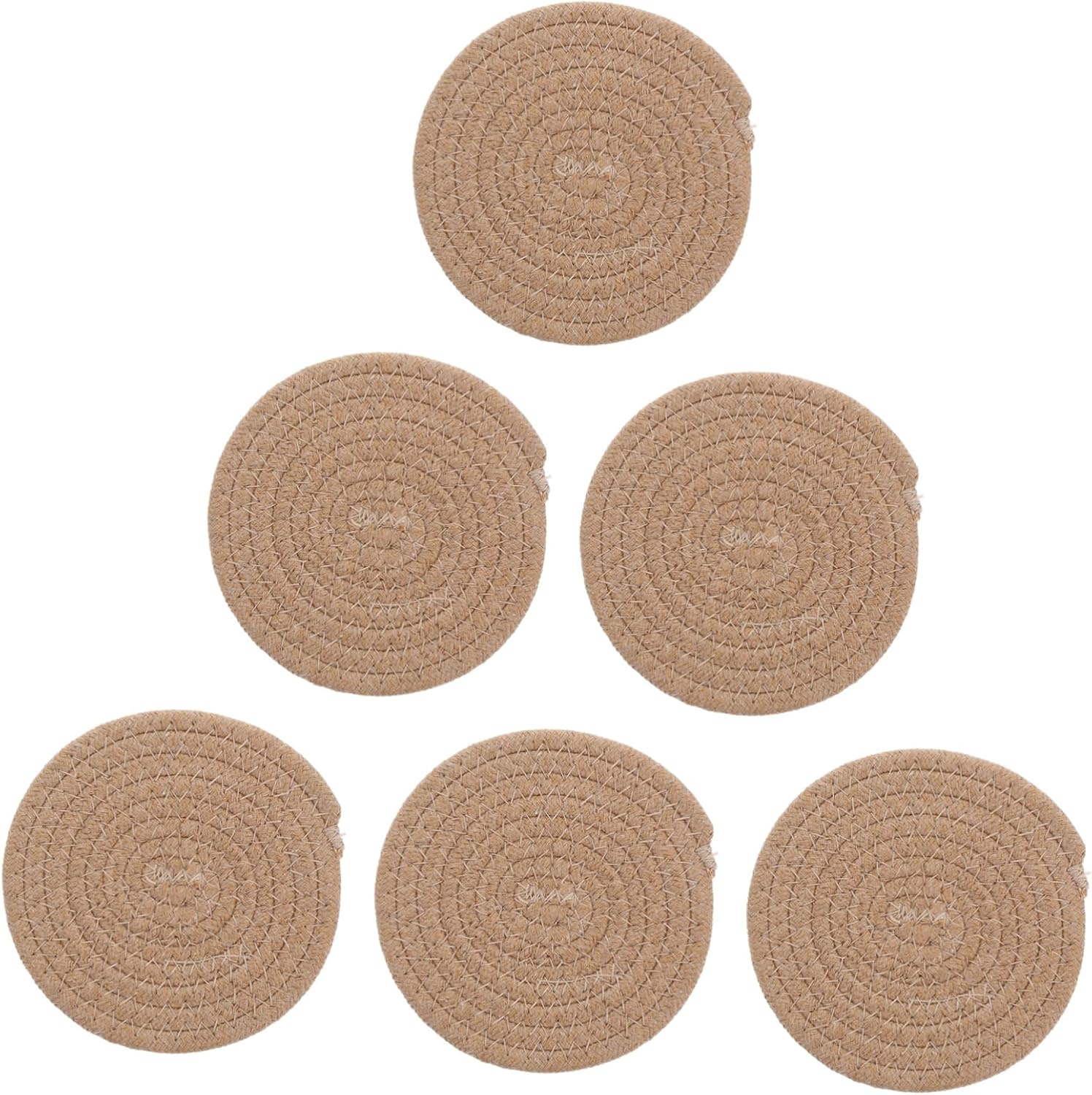 6-teiliges Set Runder Tischsets Aus Baumwollseil, Waschbar Und Hitzebeständig, Zum Schutz Des Küchentisches Und Als Dekoration Für Ihr Zuhause.