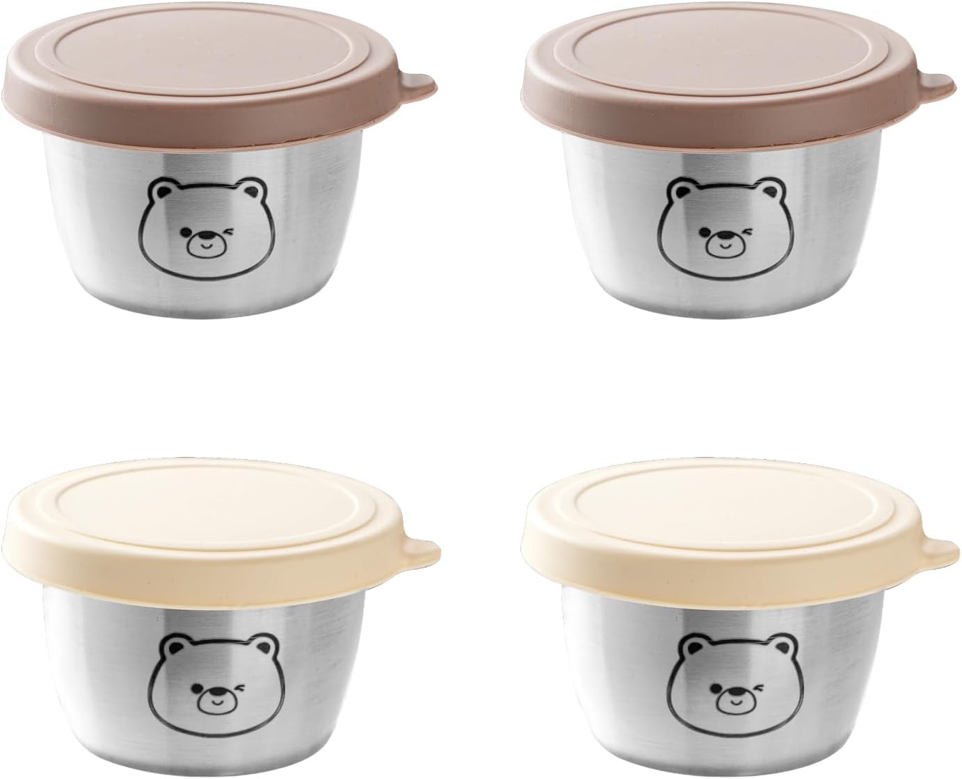 Set Aus 4 Kleinen Kaffeedosen Mit Deckel, Lebensmittelecht, Mit Auslaufsicheren Kunststoffdeckeln, Für Gewürze, Soßen Und Zur Aufbewahrung Unterwegs In Der Küche Oder Im Büro.