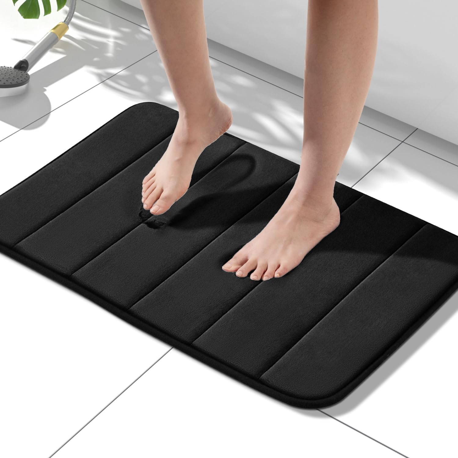 Rutschfeste Badematte Aus Memory-schaum, 40 X 60 Cm, Saugfähig, Maschinenwaschbar, Schnelltrocknend, Weich Und Komfortabel, Schwarz