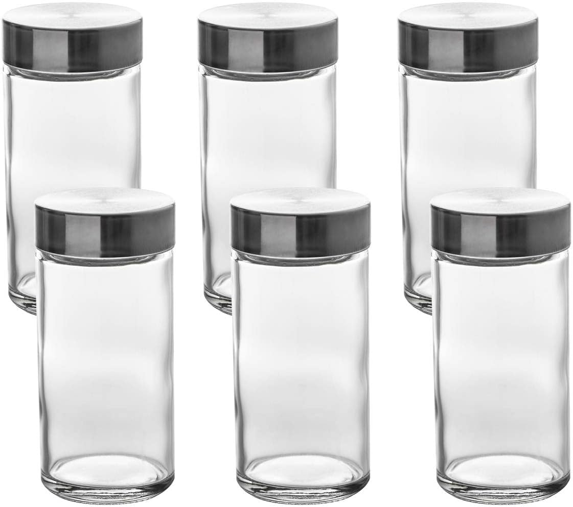 Set Mit 6 Gewürzbehältern Mit Streuflaschen, Jeweils Mit Einem Fassungsvermögen Von 120 Ml. Aufbewahrungsbox Für Leere Gläser.