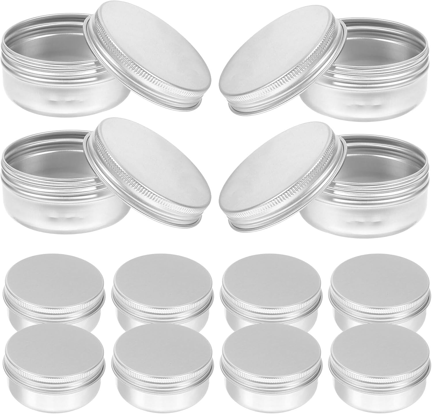 18 Runde, Silberne Aluminiumdosen (je 50 G) Mit Auslaufsicheren Deckeln, Leichte, Kleine Behälter Für Gewürze Und Gele – Ideal Zum Aufbewahren Und Für Unterwegs.