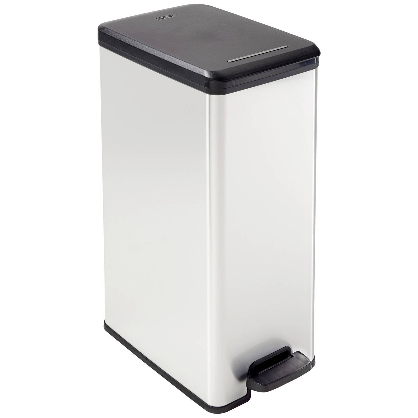 [neuwertig] B-ware Curver Mülleimer Abfalleimer 40l Slim Bin Silber Schwarz Pedal 250x610x420mm