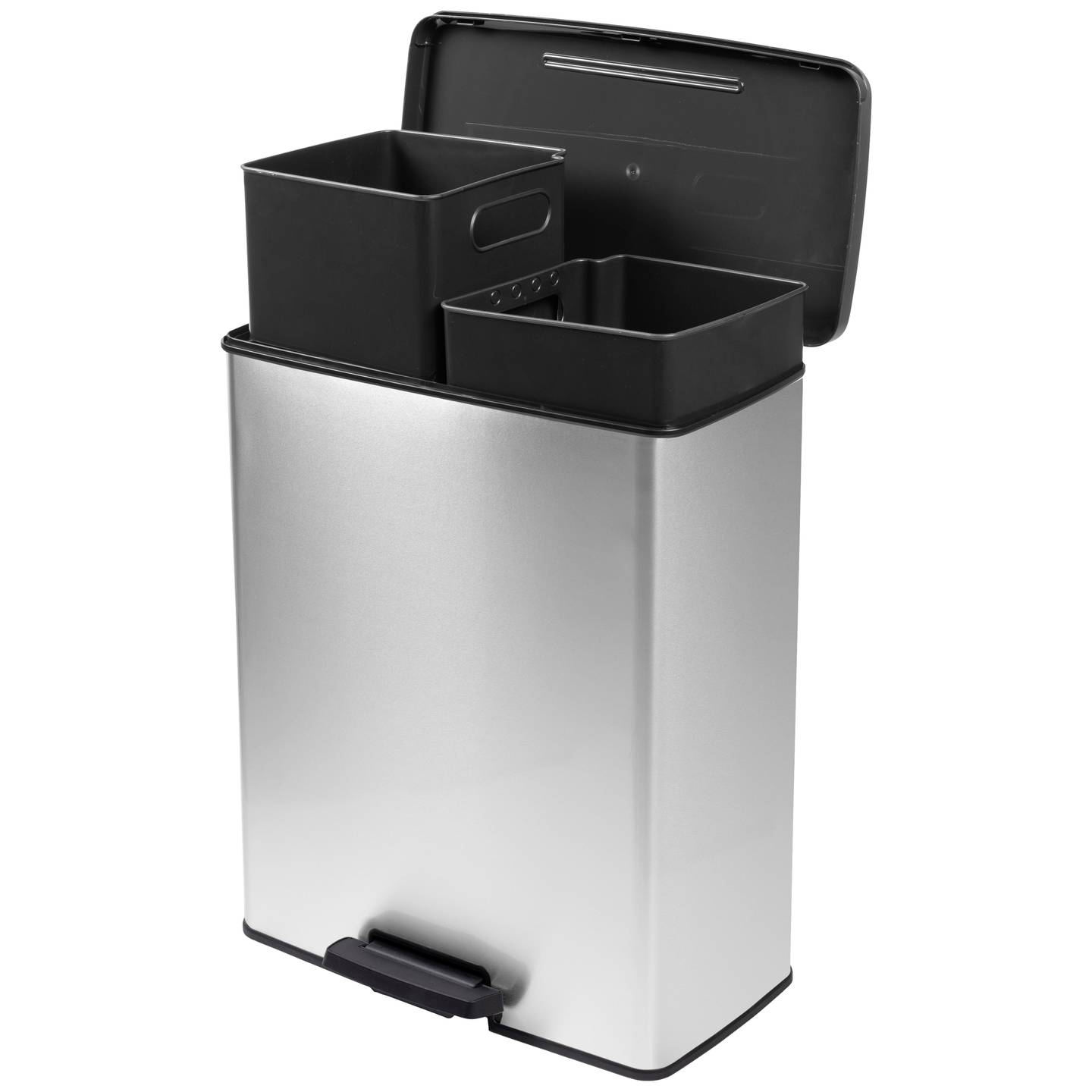 [gebraucht] B-ware Curver Mülleimer Deco Bin Slim 52l Abfallbehälter Hygienisch Silber Schwarz