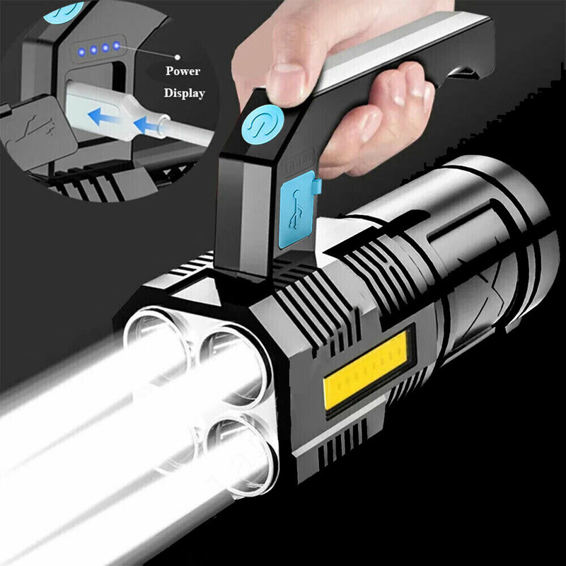 Usb-wiederaufladbare Led-handtaschenlampe 4 Modi 1200 Mah Outdoor-arbeit