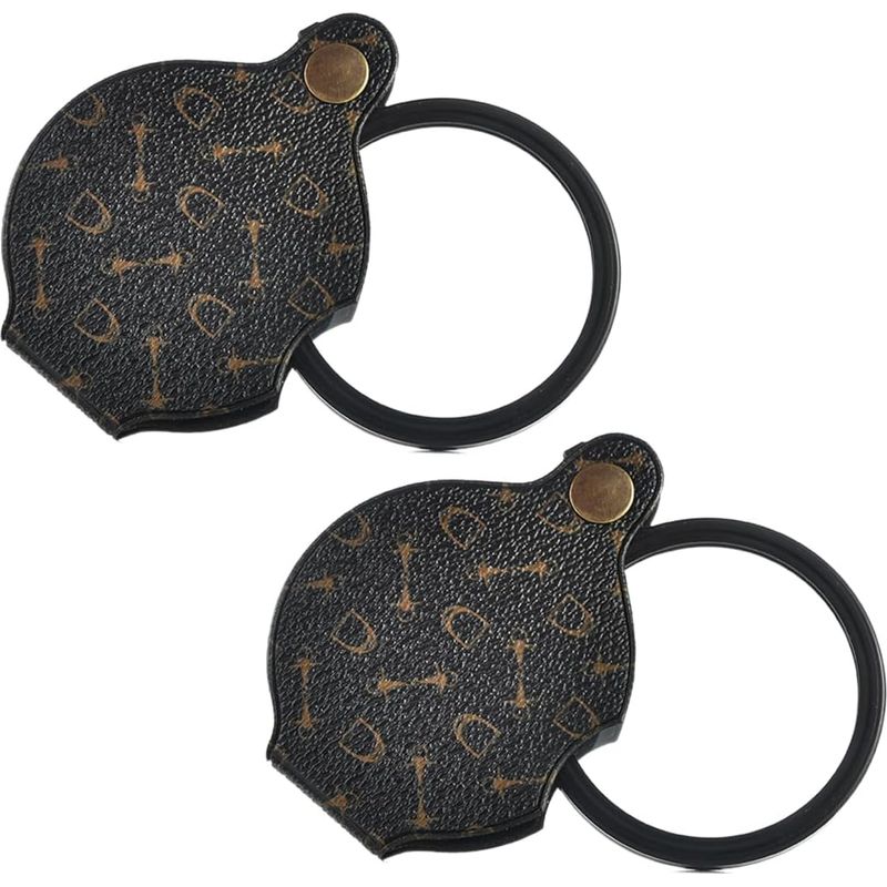 2er-pack Handlupe, Faltbare Leselupe, 10-fache Vergrößerung, Taschenlupe, 70 Mm Durchmesser, Mini-leselupe Mit Drehbarer Leder-schutzhülle Für Büro, Lesen Und Freizeit