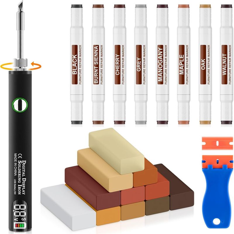 Reparaturset Für Keramikfliesen Mit Verbessertem Wachs – Ausbesserungsstift Mit Zwei Spitzen – Für Steingut, Fliesen, Marmor, Auch Für Holz, Möbel, Laminat Und Vinylböden