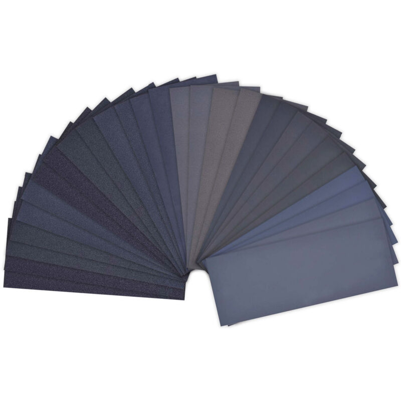 Lauwexe – Packung Mit 60 Schleifblättern (9,3 X 23 Cm) – Verschiedene Körnungen (800/1500/3000/5000/7000) – Zum Schleifen Von Metall Und Holz – Wasserfest Für Nass- Und Trockenbearbeitung