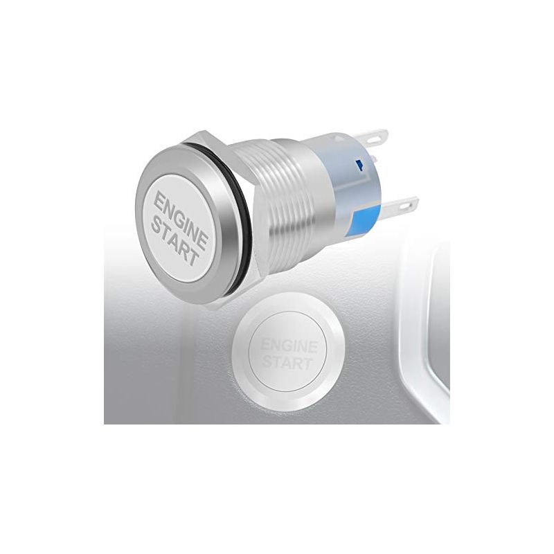 Motorstartknopf, 12v 19mm Wasserdichter Zündstartschalterknopf Für Autos (silber), A