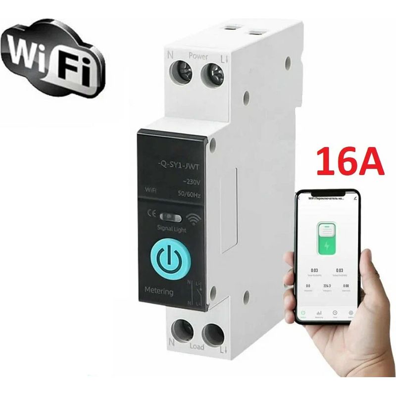 Zoternen – 16a Wlan-schalter – Smartphone-steuerung – 3 Synchronisierungsmodi – Flammhemmendes Kupfer Pa66 – 230v Wechselspannung – 35mm Din-schiene