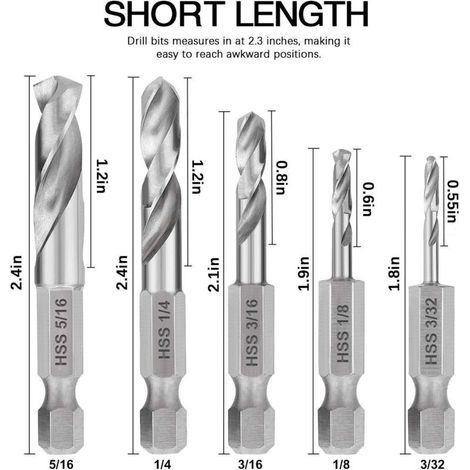 5-teiliges 1/4"-metallbohrer-set