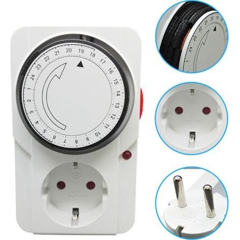Programmierbarer Tagestimer Mit Kontrollleuchte, 3000 W. Steckdose Für Mechanischen Tagestimer, Weiß, 16 A.