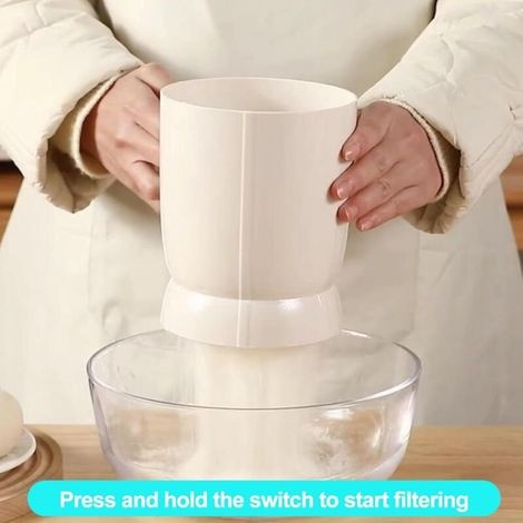 Elektrisches Mehlsieb, Ideal Zum Backen, Batteriebetrieben, Kann Zum Sieben Von Puderzucker Verwendet Werden, Küchenutensil Für Diy-backwaren (weiß)