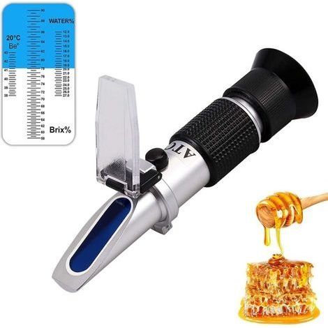 Honigrefraktometer, Brix-, Balsam- Und Wasserfeuchtigkeitsmesser 3-in-1 Mit Atc, Messbereich Wasserfeuchtigkeit 58–90 % Brix, 38–43 % Balsam Und 12–27 % Honig, Imkerei