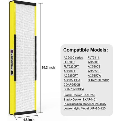 Packung Mit 2 Flt5300 C Hepa-ersatzfiltern, Kompatibel Mit Ac5000, Ac5000e, Ac5250pt, Ac5350b, Ac5350bca, Ac5350w, Ac5300b