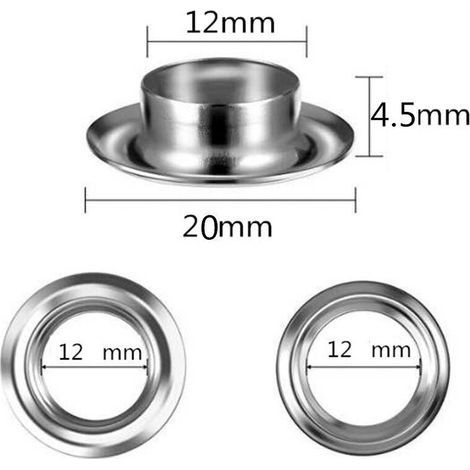 Ösen-set, 12 Mm Metallösen, 100er-set, Ösen-set Für Die Reparatur Von Zeltplanen Und Zelten, Silber