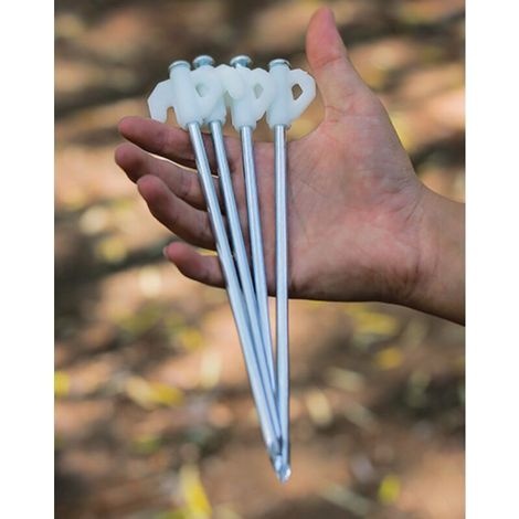 Packung Mit 10 Robusten 20 Cm Langen Zeltheringen Für Harten Boden, Hochfeste Metall-zeltheringe Mit Hakenlöchern, Campingheringe Aus Stahl, Phosphoreszierende Campingheringe