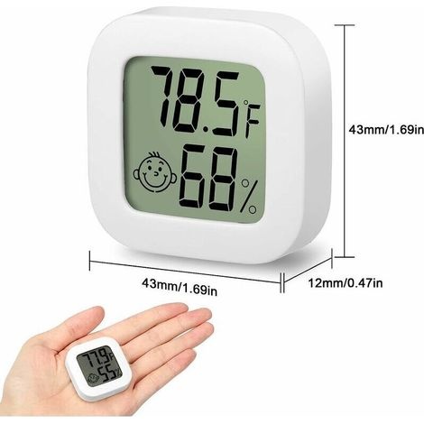 5 Stück Mini-thermometer-hygrometer Mit Lcd-anzeige Für Innenräume, Hohe Genauigkeit (-58℉-158℉, 10 %-99 % Relative Luftfeuchtigkeit), Digitaler Feuchtigkeitssensor Für Wohnzimmer, Kinderzimmer, Lager
