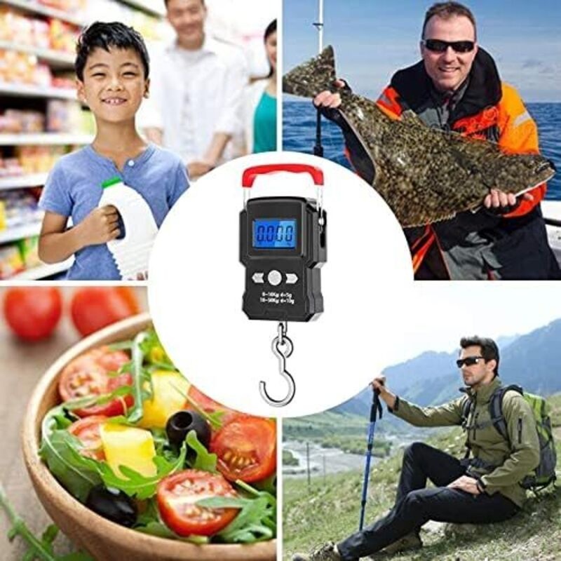 Tragbare Elektronische Hängegepäckwaage, Digitale Fischwaage, 50 Kg Tragkraft Für Reisen, Lcd-display, Hakenwaage (farbe: Schwarz)