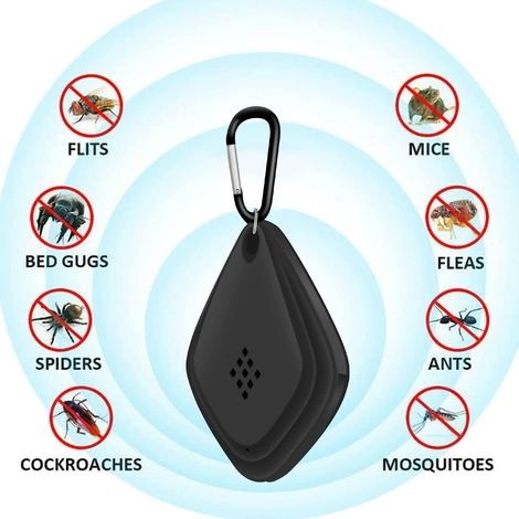 Ultraschall-mückenabwehrgerät, Elektronischer Mückenvernichter, Usb-aufladbar, Praktischer Und Tragbarer Insektenvernichter (schwarz), 2 Stück