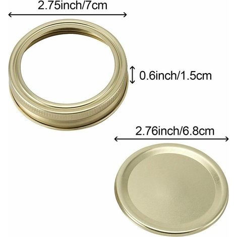 Packung Mit 96 Wiederverwendbaren Deckeln Und Ringen Für 70-mm-dosen (48 Deckel Und 48 Ringe) Für Einmachgläser Mit Weiter Öffnung