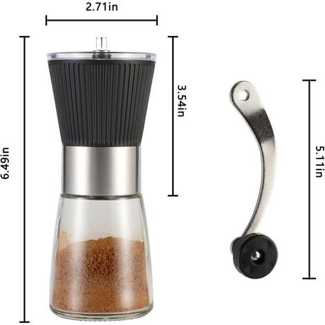 Manuelle Kaffeemühle Mit Verstellbarem Keramik-kegelmahlwerk Für Aeropress-espressofilter Und French Press, Schwarz