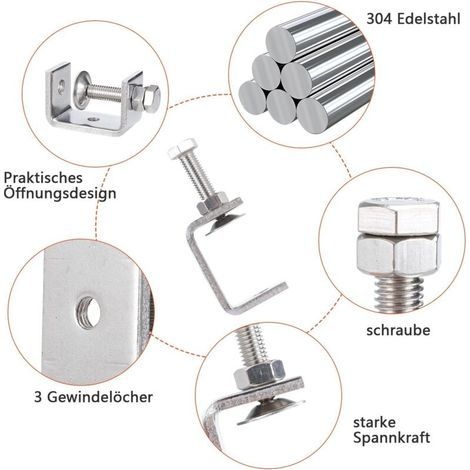4-teiliges Mini-klemmenset, 30-mm-stützklemme Aus Edelstahl 304, Klemme Mit Verstellbereich 0–25 Mm, Schweißklemme Aus Edelstahl, Geeignet Zum Schweißen