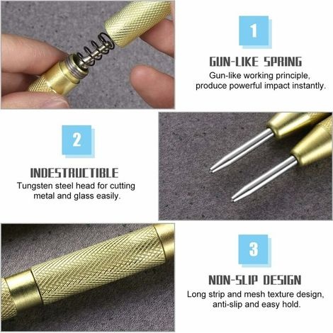 Automatischer Zentrierstempel (2 Stück), Automatischer Körner, Automatischer Stempel, Automatischer Schlagstempel Für Stahl, Einstellbare Schlagkraft – Gold, Silber