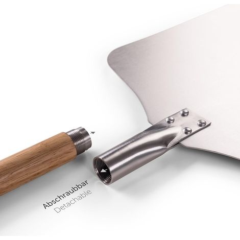 Professioneller 30 Cm Pizzaschieber – Extra Dünnes, Poliertes Aluminium – 41,5 Cm Abnehmbarer Griff – Für Backofen Und Grill Geeignet –