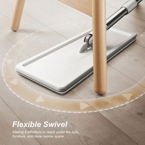 Wischmopp-eimer Mit Auswringer, Flacher Mikrofaser-mopp Mit Edelstahlgriff, Um 360° Drehbarer Flachmopp Mit 3 Wiederverwendbaren Moppbezügen, Mopp Zur Reinigung Aller Bodenarten