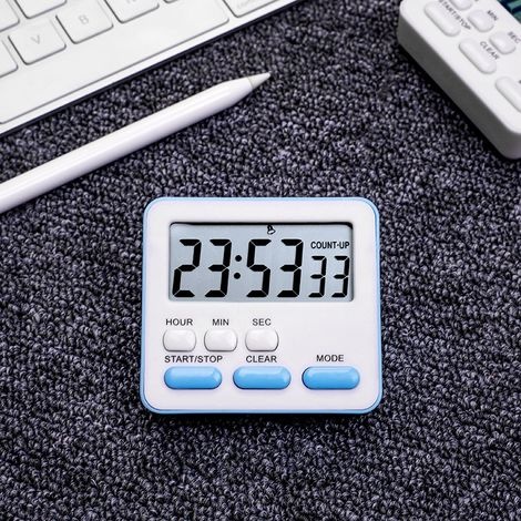 Küchentimer Mit Blinklicht, Countdown-timer, Englischer Version, Wecker, Timer-erinnerung – Stummschaltbar, Mit Speicherfunktion, Blau