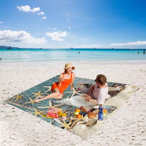 Wasser- Und Sandabweisende Stranddecke, Große Picknick-strandmatte, Tragbare Faltbare Yogadecke Für Reisen, Camping, Wandern (183x215cm)