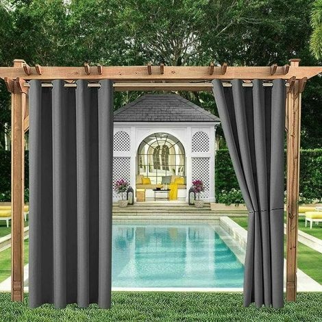 Wasserdichter, Verdunkelnder Outdoor-vorhang 132 X 137 Cm – Hochdichtes Polyestergewebe – Sonnen- Und Regenschutz – 1-teilig Mit Ösen –