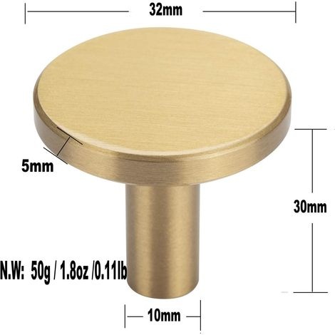 Set Mit 4 Wandhaken Aus Gebürstetem Messing, 32 Mm X 30 Mm, Goldene Handtuch- Und Kleiderhaken Für Badezimmer, Garderobe, Handtuchhalter (rund)