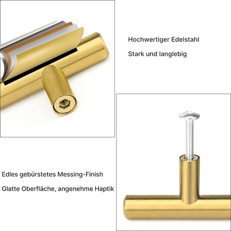 Set Mit 10 Goldenen Möbelgriffen, Goldenen Küchenschrankgriffen, Goldenen Edelstahl-möbelgriffen, 128 Mm Lochabstand, Gold
