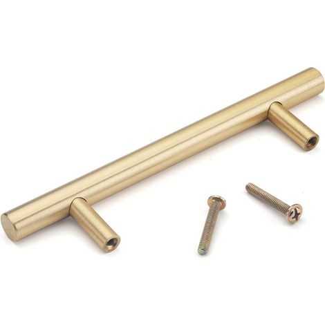 Küchenschrankgriff Aus Massivem, Reinem Messing, Schubladengriffe Für Schränke Und Kleiderschränke, Gold (gesamtlänge 100 Mm, Lochmitte 64 Mm)